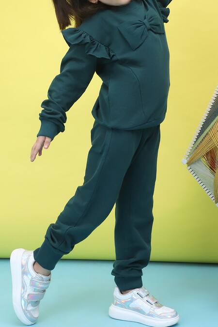 Buy_Petite Pomme_Blue Cotton Frill Detailed Top And Jogger Set _Online_at_Aza_Fashions