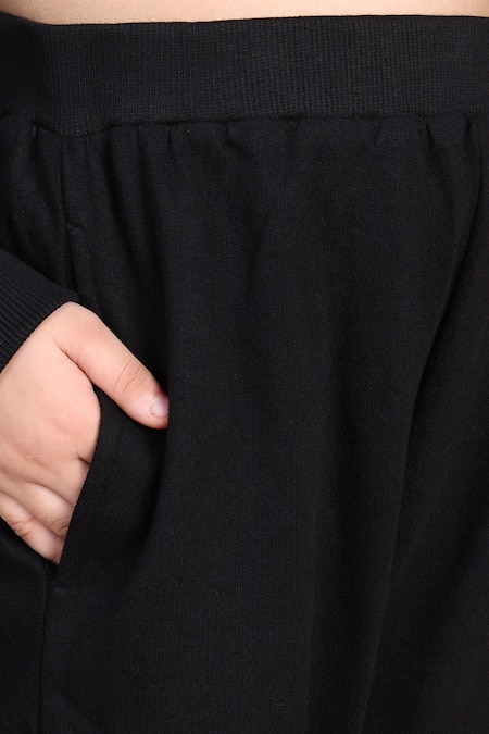 Shop_Petite Pomme_Black Cotton Front Bow Top And Jogger Set 