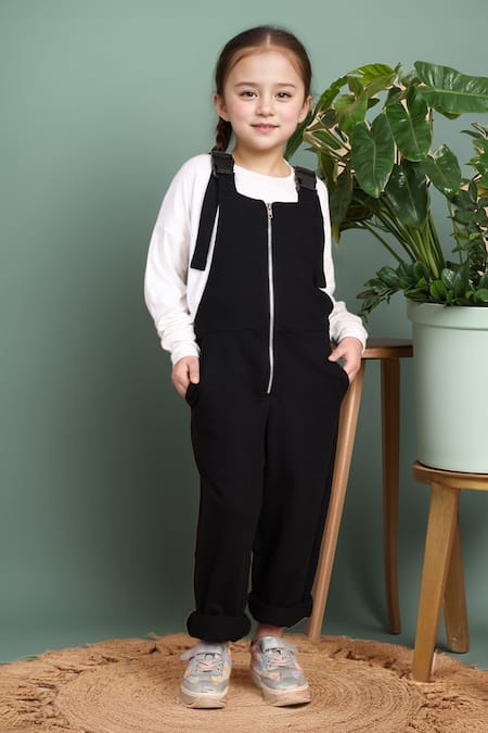 Petite Pomme Front Zip Black Jumper & White T-Shirt Set 