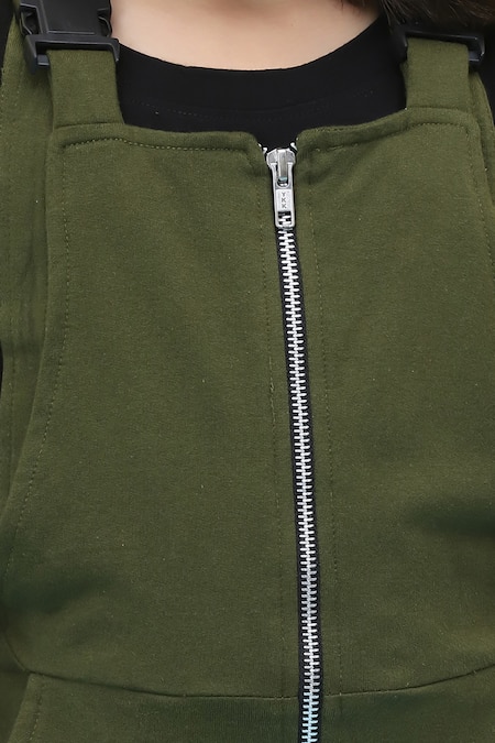 Buy_Petite Pomme_Green Cotton Olive Front Zip Jumper Set 