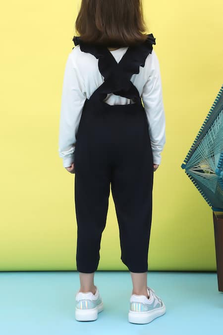 Shop_Petite Pomme_Blue Cotton Ruffles Frilled Jumper And T-shirt Set _at_Aza_Fashions