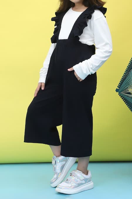 Shop_Petite Pomme_Blue Cotton Ruffles Frilled Jumper And T-shirt Set _Online_at_Aza_Fashions