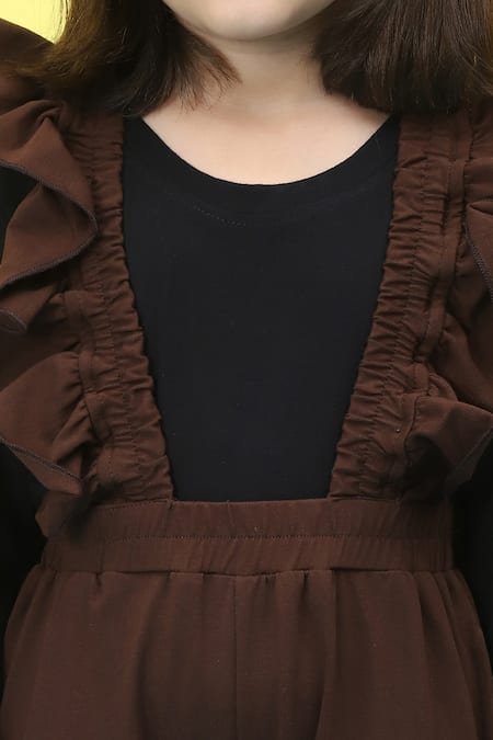 Buy_Petite Pomme_Brown Cotton Frilled Jumper And Black T-shirt Set _Online_at_Aza_Fashions