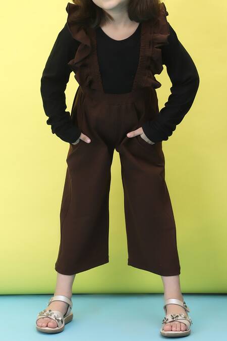 Buy_Petite Pomme_Brown Cotton Frilled Jumper And Black T-shirt Set 