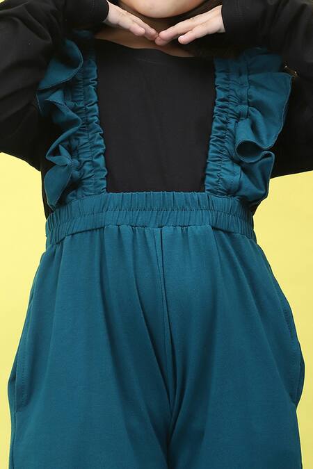 Buy_Petite Pomme_Blue Cotton Cyan Frilled Jumpsuit Set 