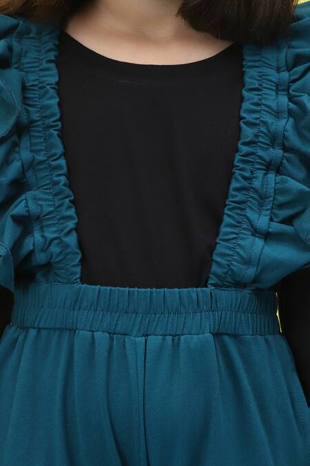Shop_Petite Pomme_Blue Cotton Cyan Frilled Jumpsuit Set 