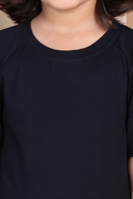 Buy_Petite Pomme_Black Cotton Dress With White Hem 