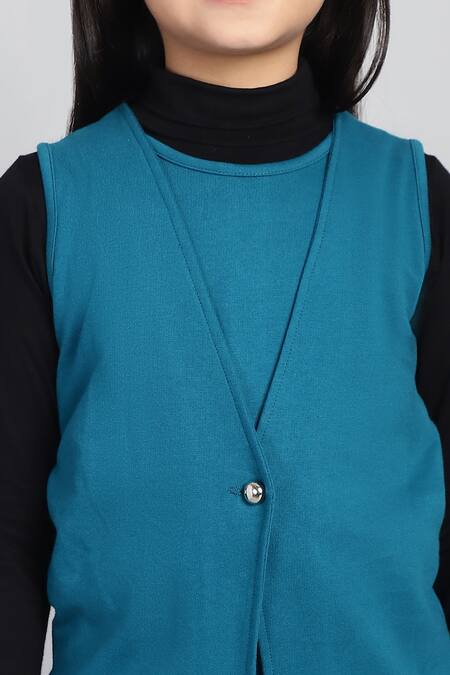 Buy_Petite Pomme_Blue Cotton Single Button French Terry Jumpsuit 