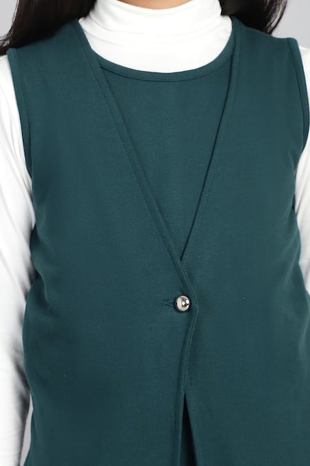 Buy_Petite Pomme_Blue Cotton Single Button French Terry Jumpsuit 