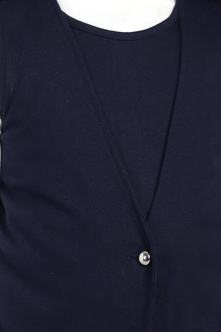 Buy_Petite Pomme_Blue Cotton Single Button French Terry Jumpsuit 