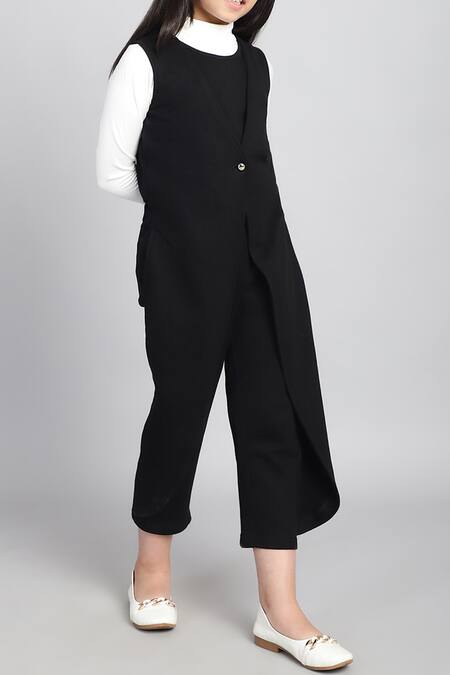 Petite Pomme_Black Cotton French Terry Jumpsuit With Pockets _Online_at_Aza_Fashions