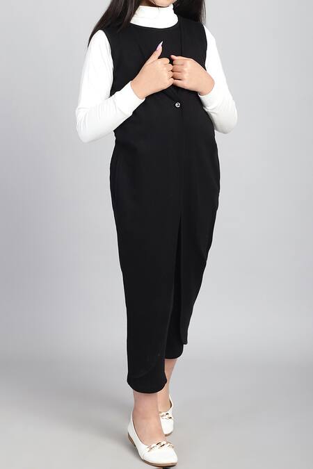 Buy_Petite Pomme_Black Cotton French Terry Jumpsuit With Pockets _Online_at_Aza_Fashions
