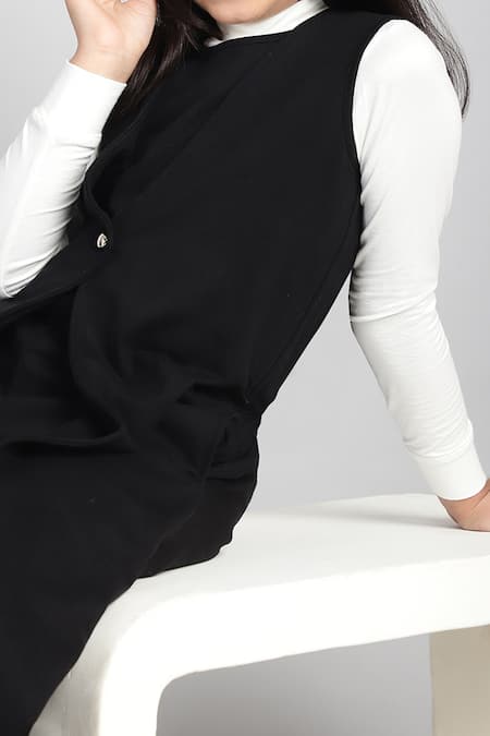 Petite Pomme_Black Cotton French Terry Jumpsuit With Pockets _at_Aza_Fashions