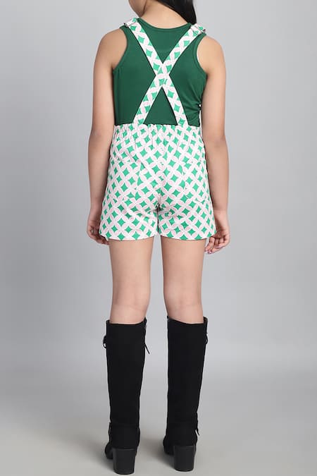 Petite Pomme Printed Dungarees & Sleeveless T-Shirt Set 