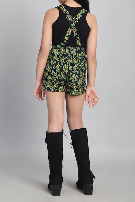 Petite Pomme Printed Cotton Lycra Dungarees & T-Shirt Set 