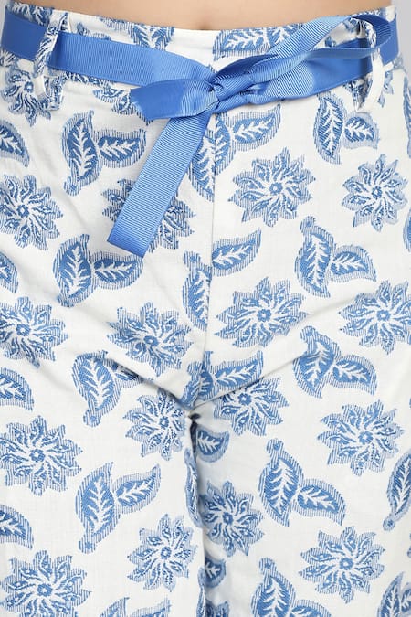 Petite Pomme_Blue Cotton Jacquard Co-ord Set _at_Aza_Fashions