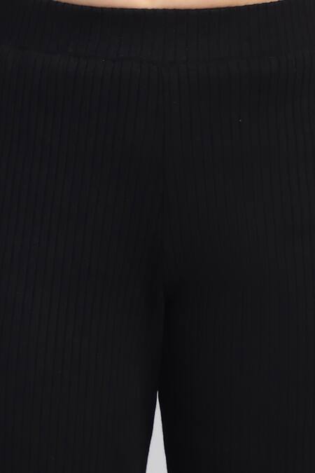 Shop_Samyukta Singhania_Black Cotton Ribbed Co-ord Set With Buttons_Online_at_Aza_Fashions