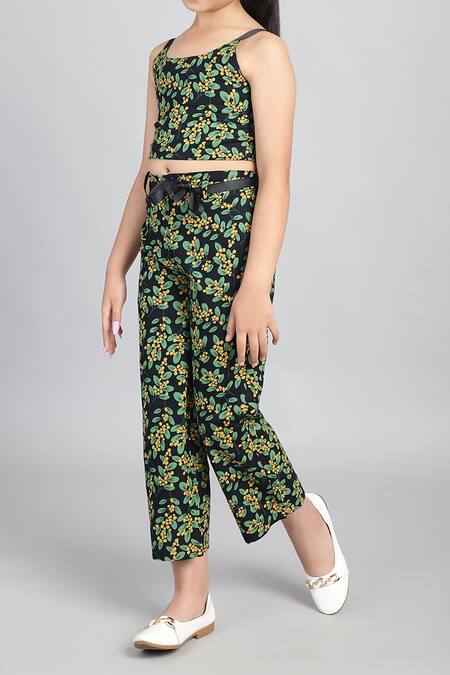 Shop_Samyukta Singhania_Green Cotton Floral Printed Co-ord Set_Online_at_Aza_Fashions