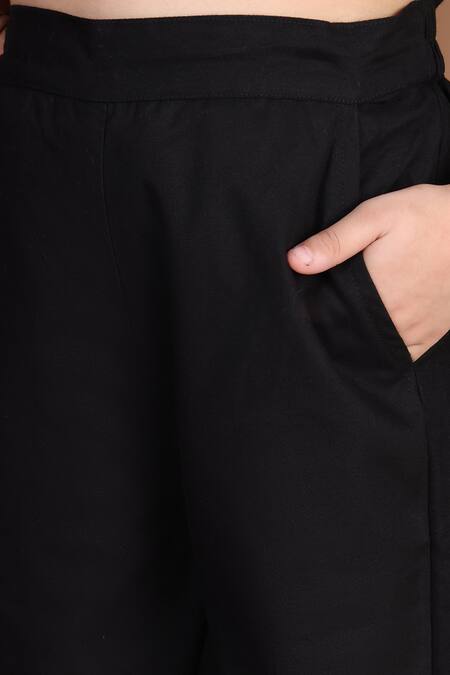 Buy_Petite Pomme_Black Viscose Checkered Frill Top _Online_at_Aza_Fashions