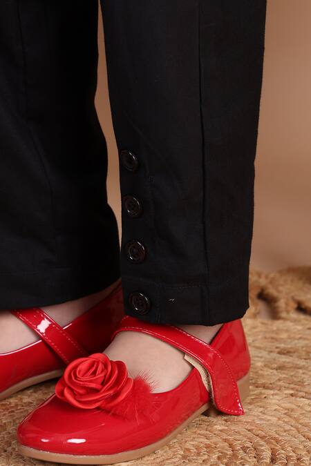 Shop_Petite Pomme_Black Viscose Checkered Frill Top 