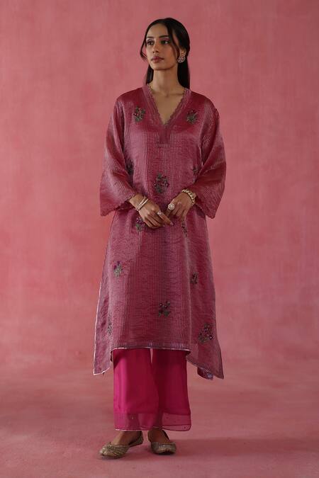 Buy Begum Fuchsia Silk, Organza Zari, Sequins, Gota Patti, Pink Shakkar Kurta Set Online at Aza Fashions Buy_Begum_Fuchsia Silk, Organza Zari, Sequins, Gota Patti, Pink Shakkar Kurta Set _Online_at_Aza_Fashions