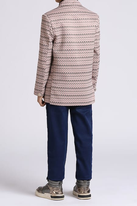 Shop Petite Pomme Purple Polyester Light Stripe Blazer at Aza Fashions Shop_Petite Pomme_Purple Polyester Light Stripe Blazer _at_Aza_Fashions