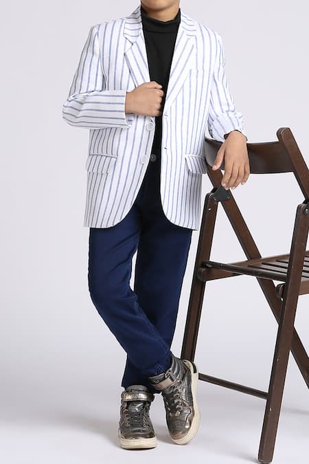 Shop_Petite Pomme_Multi Color Linen Striped Blazer For Boys _Online_at_Aza_Fashions