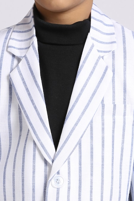 Petite Pomme_Multi Color Linen Striped Blazer For Boys _at_Aza_Fashions
