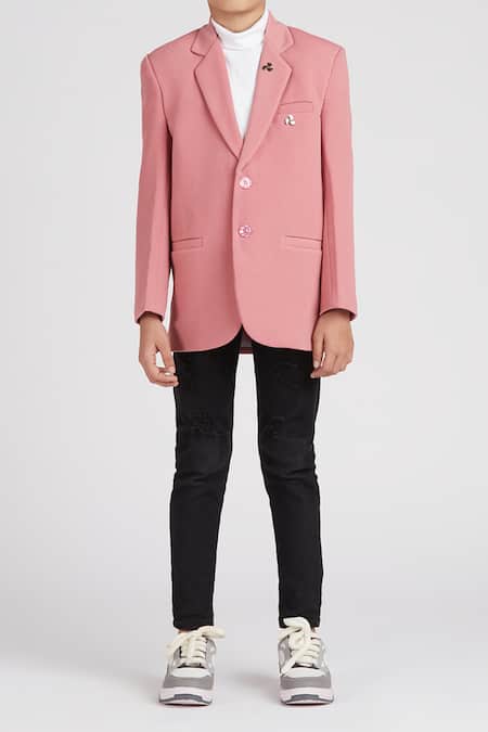 Buy_Petite Pomme_Pink Polyester Brooches Solid Blazer _Online_at_Aza_Fashions