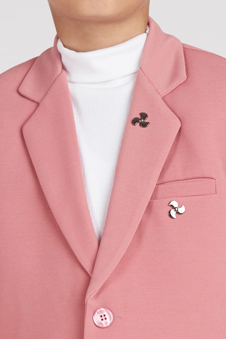 Buy_Petite Pomme_Pink Polyester Brooches Solid Blazer 