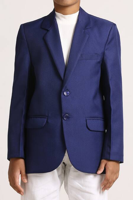 Buy_Petite Pomme_Blue Polyester Solid Royal Blazer 
