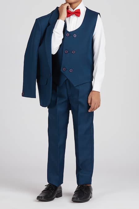 Shop Petite Pomme Teal Polyester, Cotton Satin Blue 5 Pcs Suit Set Online at Aza Fashions Shop_Petite Pomme_Teal Polyester, Cotton Satin Blue 5 Pcs Suit Set _Online_at_Aza_Fashions