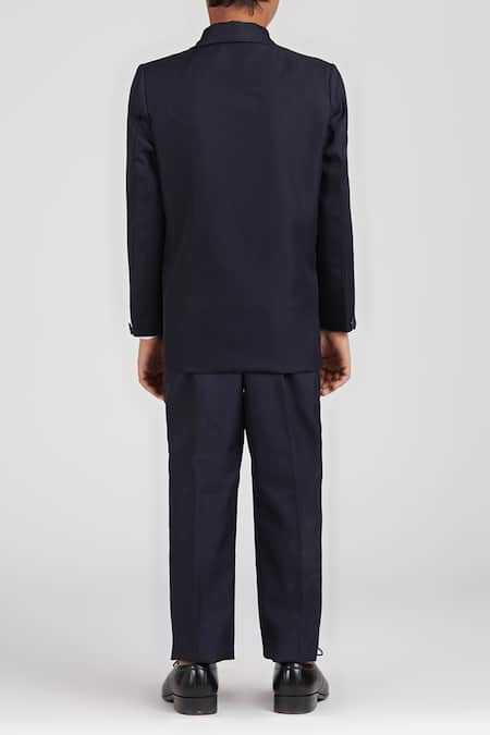 Petite Pomme Navy Blue Solid 5 Pcs Suit Set 