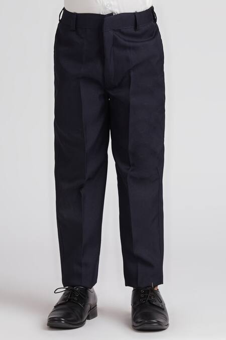 Shop_Petite Pomme_Navy Polyester, Cotton Satin Blue Solid 5 Pcs Suit Set _Online_at_Aza_Fashions