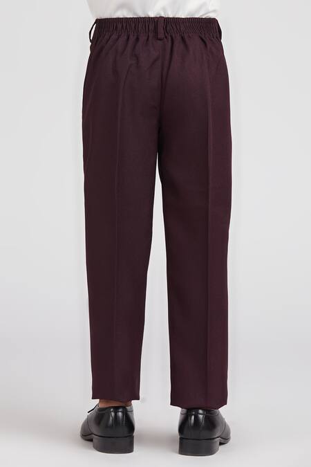 Buy_Petite Pomme_Wine Polyester, Cotton Satin Solid 5 Pcs Suit Set 