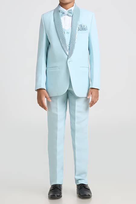 Petite Pomme_Green Polyester, Cotton Satin Sequins Sea 5 Pcs Suit Set _at_Aza_Fashions