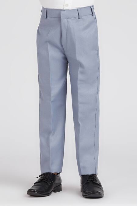 Shop Petite Pomme Gray Polyester, Cotton Satin Solid Grey Suit Set For Boys Online at Aza Fashions Shop_Petite Pomme_Gray Polyester, Cotton Satin Solid Grey Suit Set For Boys _Online_at_Aza_Fashions