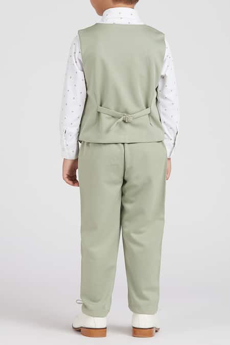 Petite Pomme Olive Green Kids Suit Set 