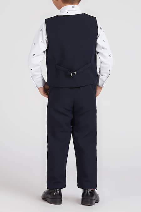 Petite Pomme Navy Blue Kids 4-Piece Suit Set 