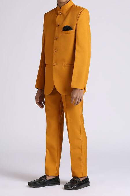 Petite Pomme_Orange Polyester Ocher Jodhpuri Set _at_Aza_Fashions