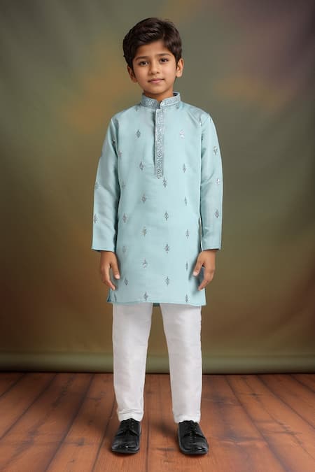 Arihant Rai Sinha Teal Blue Sequence Embroidered Kurta Set 