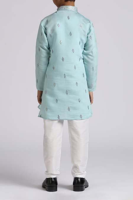 Petite Pomme Teal Blue Sequence Embroidered Kurta Set 