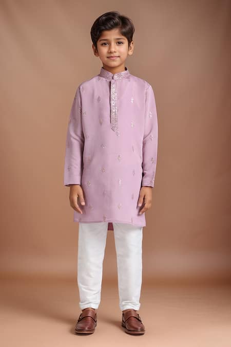 Petite Pomme Purple Sequence Embroidered Kurta Set 