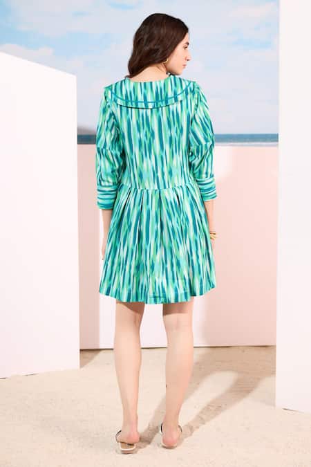 Zazu Green Brushstroke Short Dress 