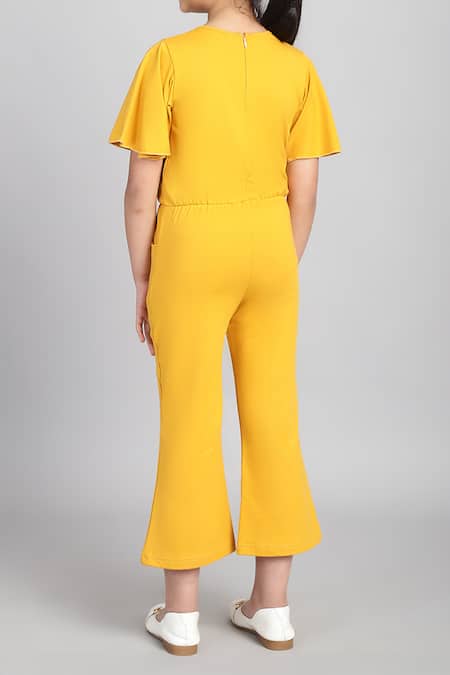Petite Pomme Flared Sleeve Yellow Jumpsuit 