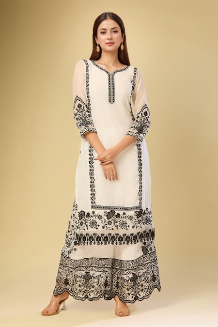 Samyukta Singhania White Embroidered Kurta Set 