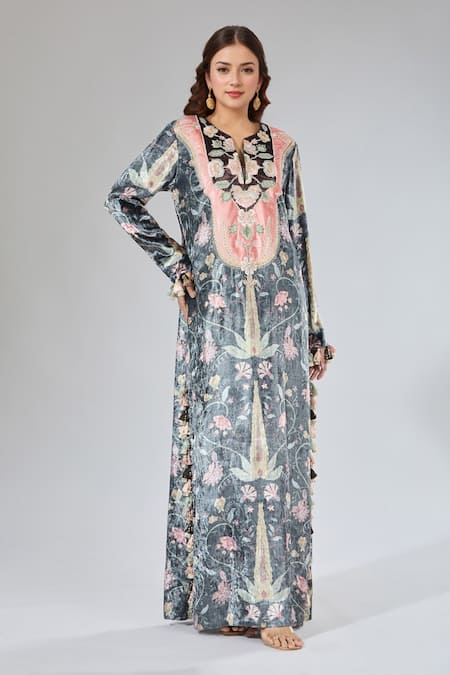 Payal Singhal Embroidered Floral Vine Pattern Kaftan 