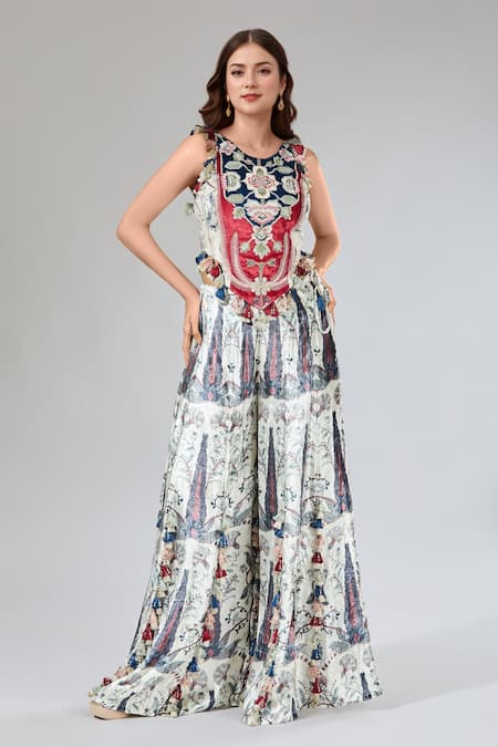 Payal Singhal Floral Embroidered Top & Sharara Set 