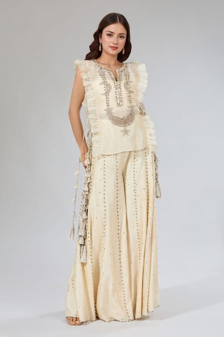 Payal Singhal Crescent Moon Embroidered Top Sharara Set 