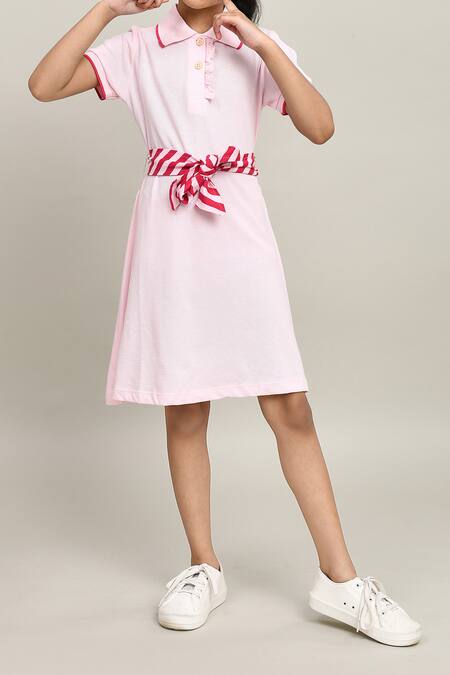 Petite Pomme_Pink Cotton Girls Dress _Online_at_Aza_Fashions